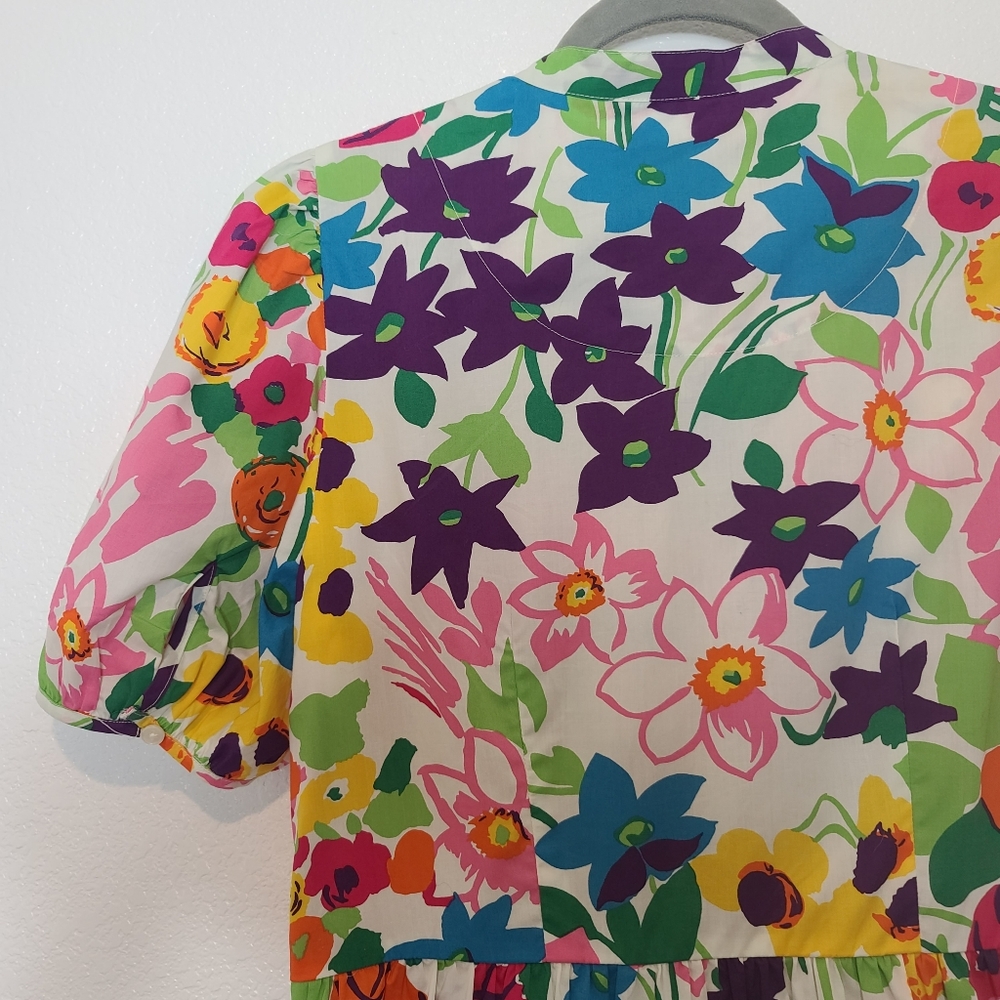 J. Crew Puff Sleeve Dress in Vibrant Garden Print Size 6 - Picture 10 of 11